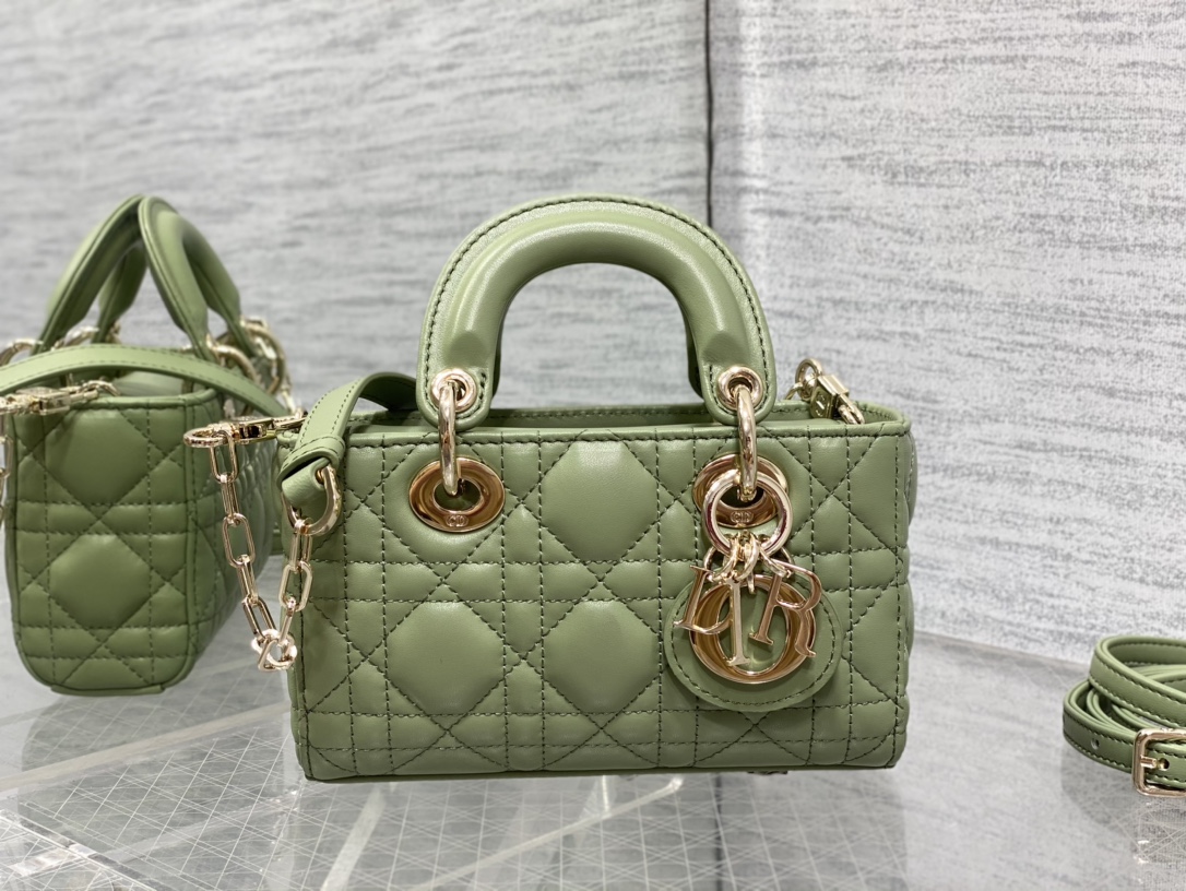 Micro Lady D-Joy Bag Cedar Green Cannage Lambskin